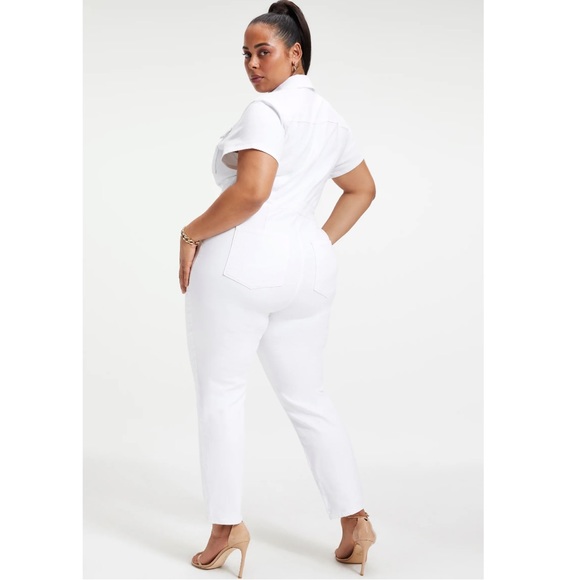 GOOD AMERICAN Denim Fit For Success Jumpsuit In White Size 4 - Picture 12 of 17